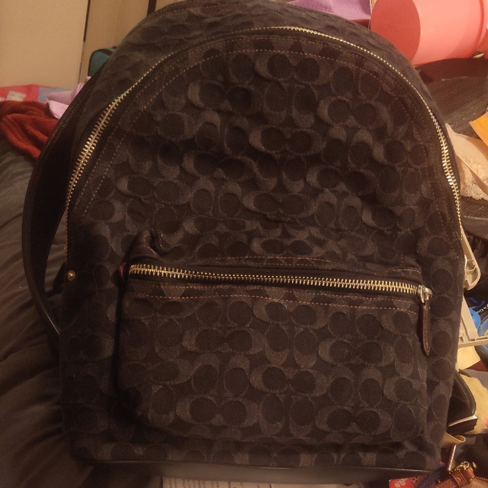 Coach Black Signature Backpack
